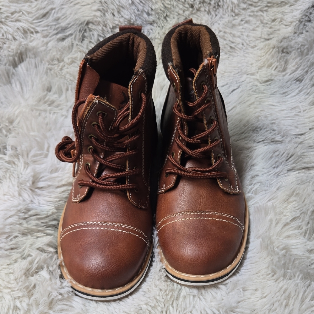 Classic Brown Kids Lace-Up Boots